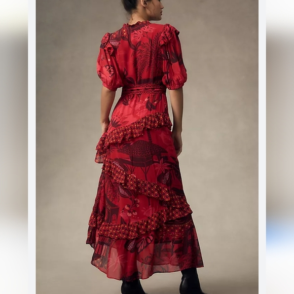 Farm Rio Short Sleeve Printed Ruffled Maxi Dress - Picture 2 of 6